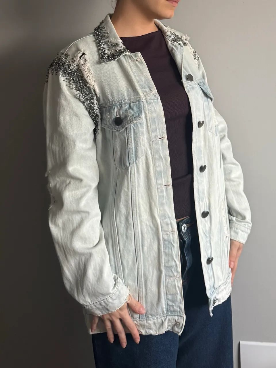 jaqueta jeans feminina charth oversized - Foto 3