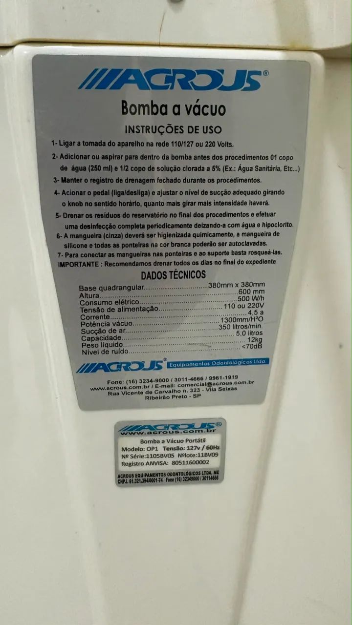 Bomba vácuo portátil 