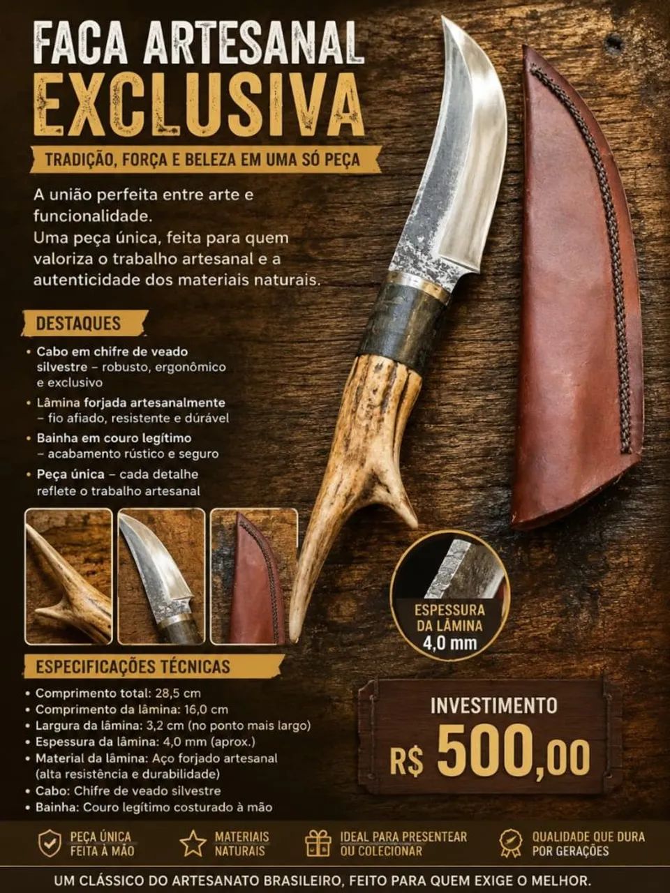 Faça artesanal única 