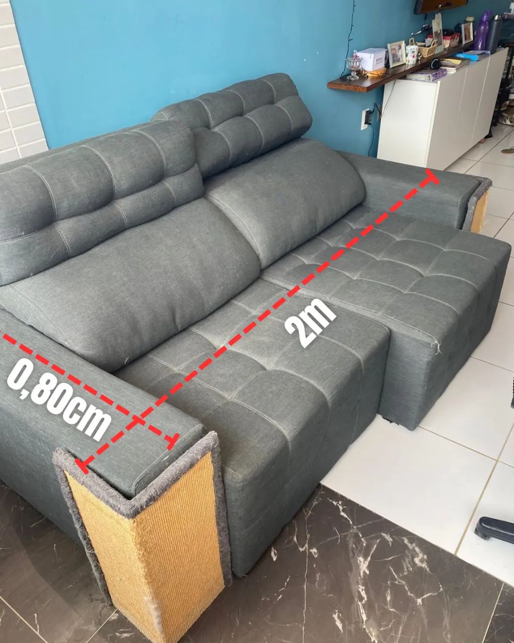 Sofá retrátil e reclinável com arranhador para gatos - Foto 2