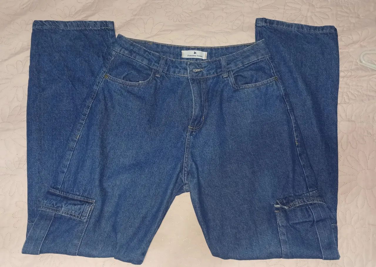 Calça Jeans Cargo Azul - Foto 2
