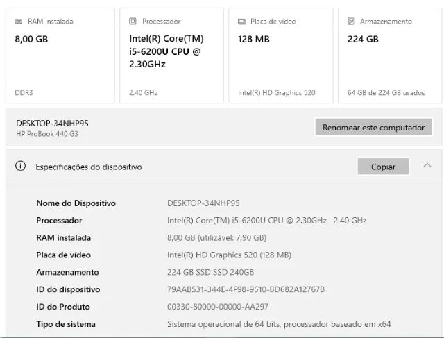 Notebook HP Probook 440 G3 Intel Core I5 6ª Geração - 8G Ram SSD 240GB - Foto 2