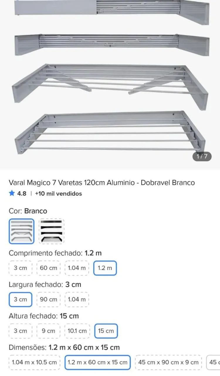 Varal de embutir em alumínio 