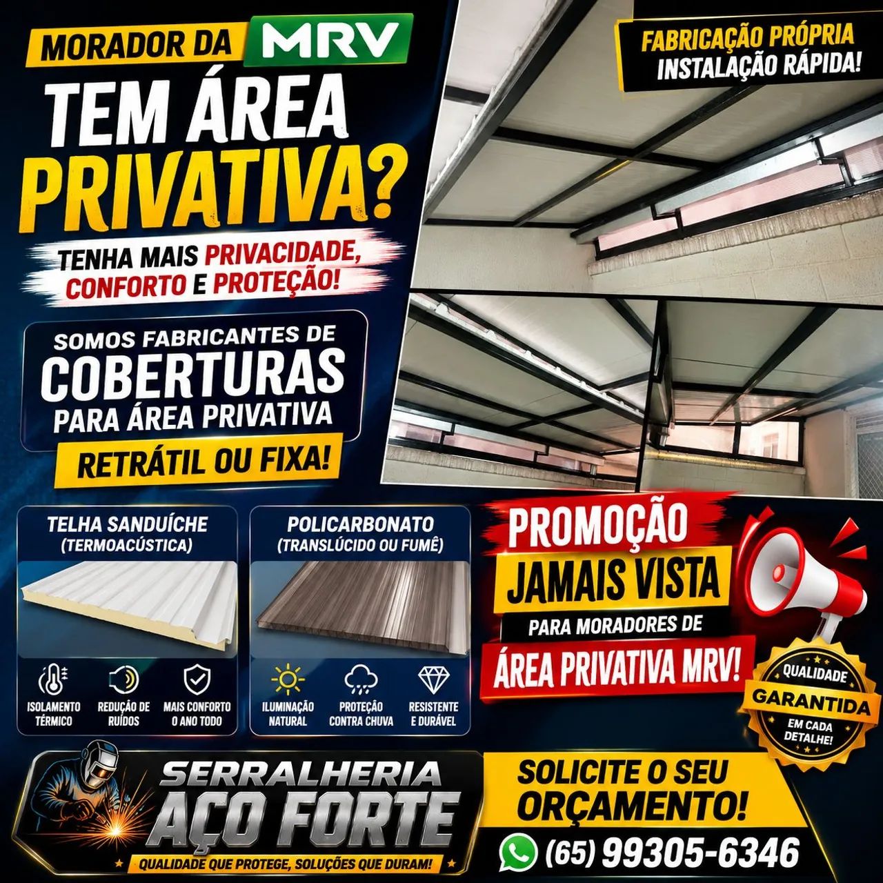 Cobertura retrátil área privativa