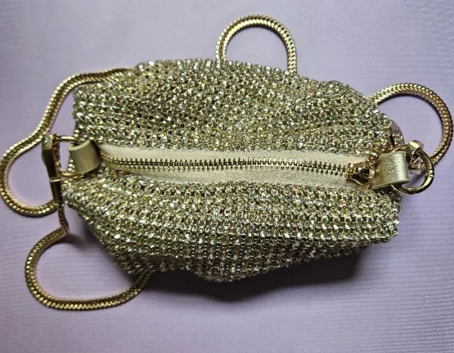 Bolsa de Festa Chenson Dourada com Strass - Foto 2
