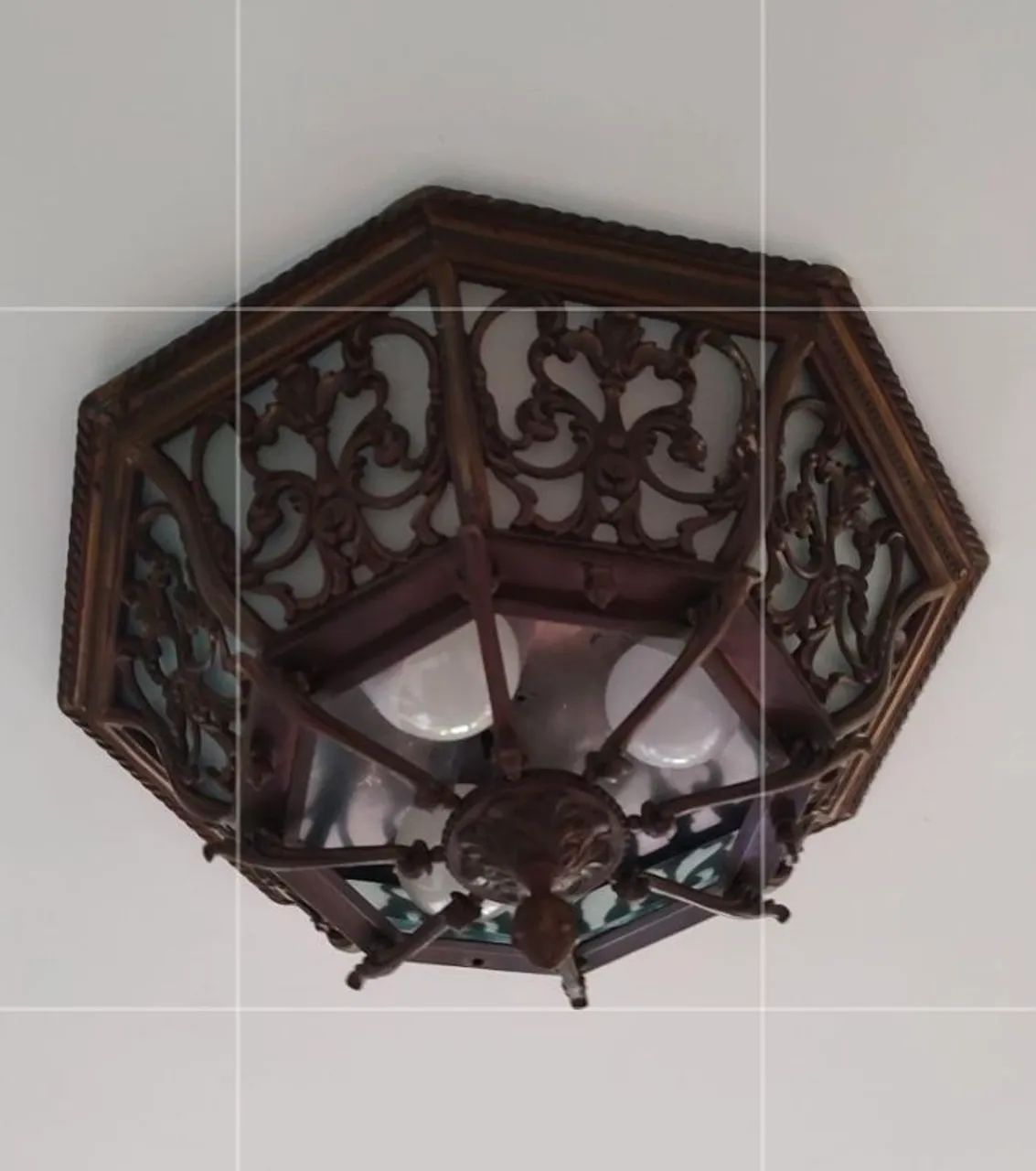 Lustre Plafon em Bronze sextavado 