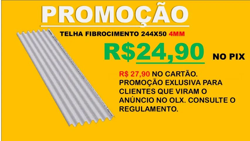 TELHA 244x50 4MM R$ 23,90 DINHEIRO OU PIX