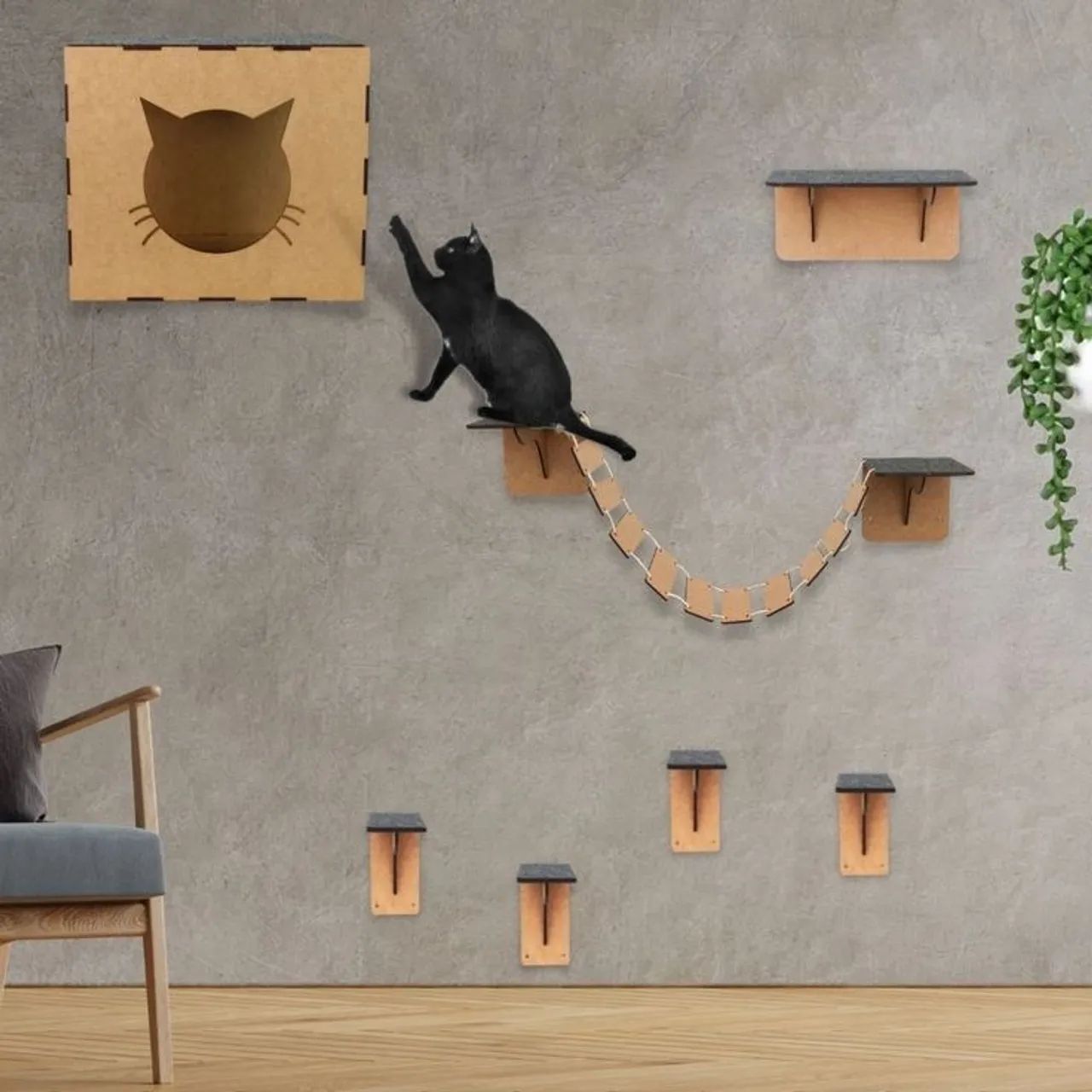 Prateleiras playground nichos para gatos - Foto 5