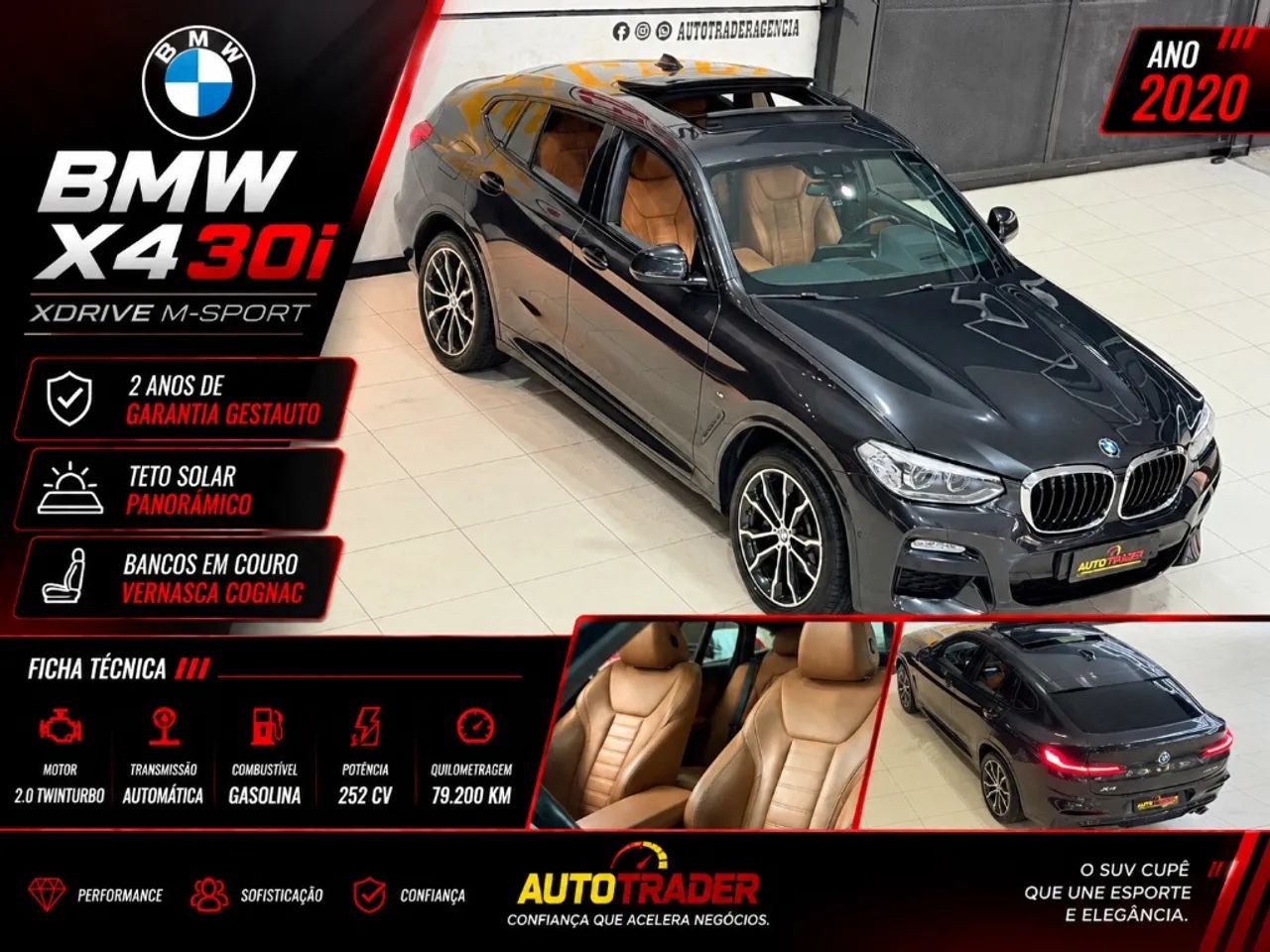 BMW X4 Xdrive 30I M-sport 2.0 TB. 252cv AUT 2020