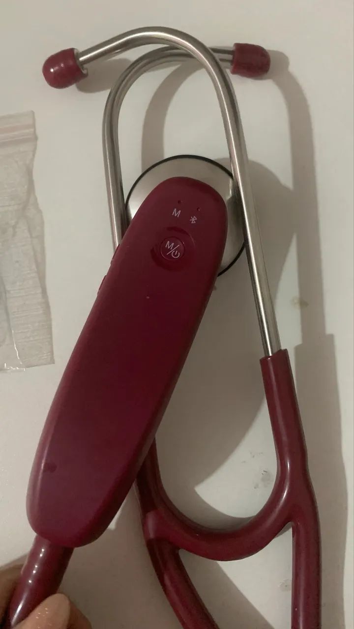Estetoscópio Digital BMC Bluetooth vermelho com Software Exclusivo - Foto 4