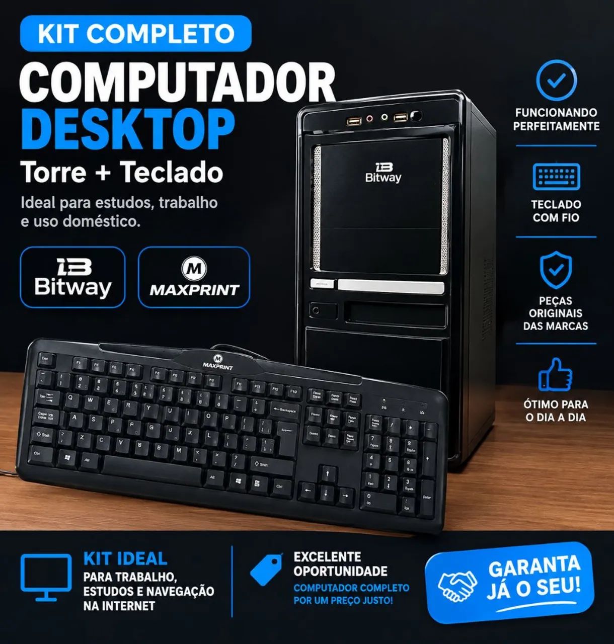 Computador Desktop Bitway + Teclado Maxprint - Funcionando - Foto 3