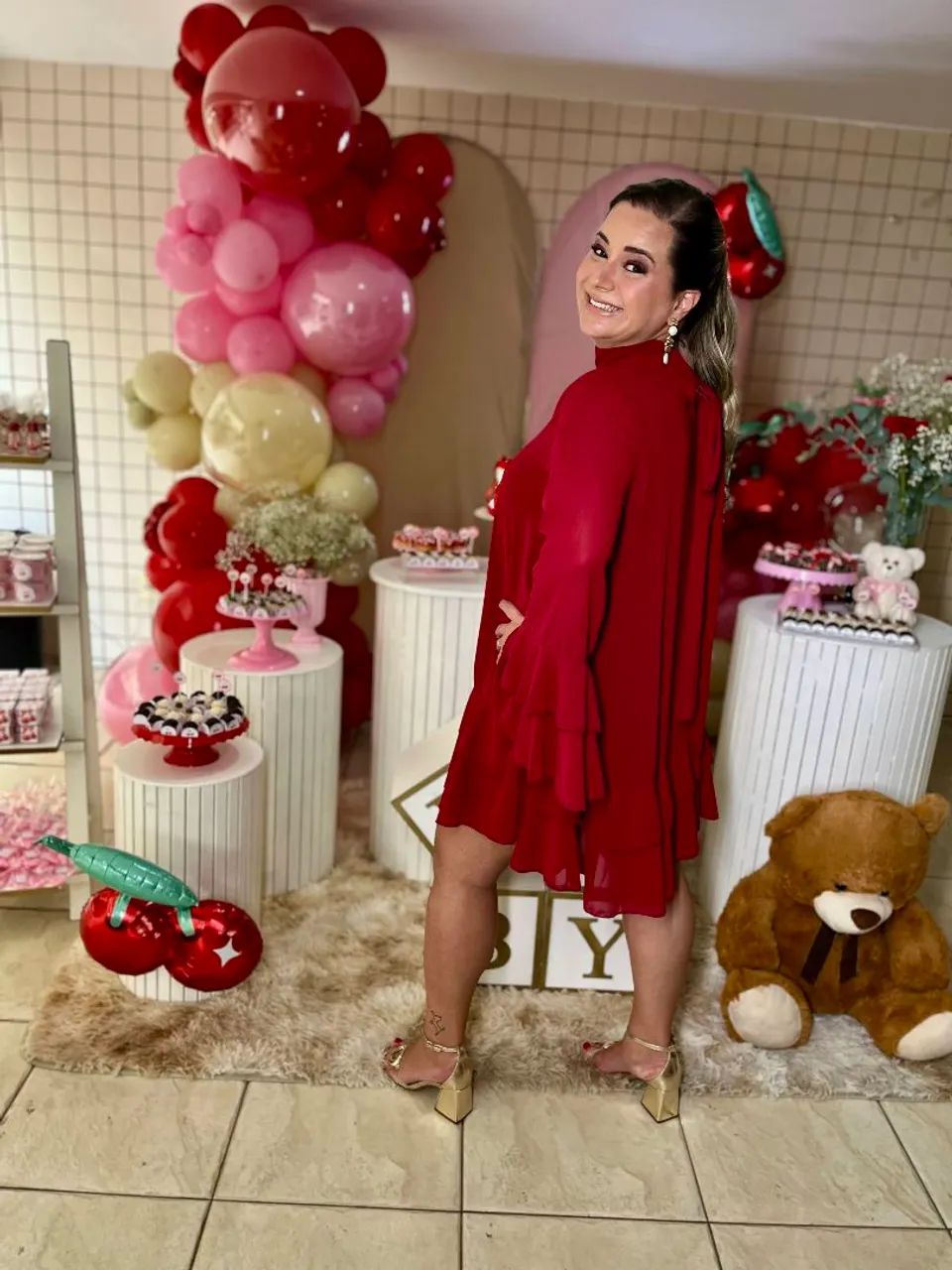 Vestido marsala babado - Foto 2
