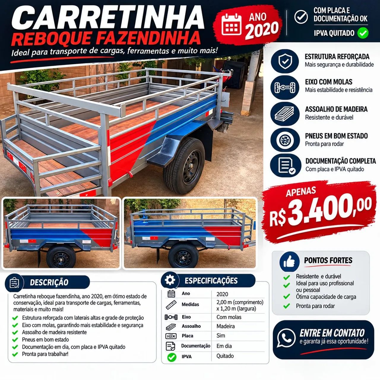 CARRETINHA - ANO 2020 - 2 metros 