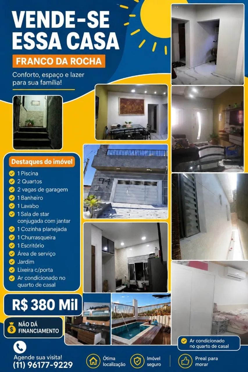 CASA COM 2 QUARTOS ,DUAS VAGAS EM FRANCO DA ROCHA 