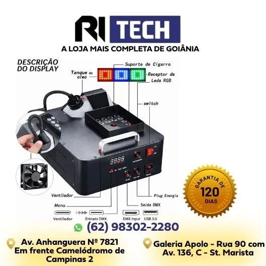 Máquina De Fumaça 2000w Uso Vertical Horizontal iluminação RGB 24 LED LKY24