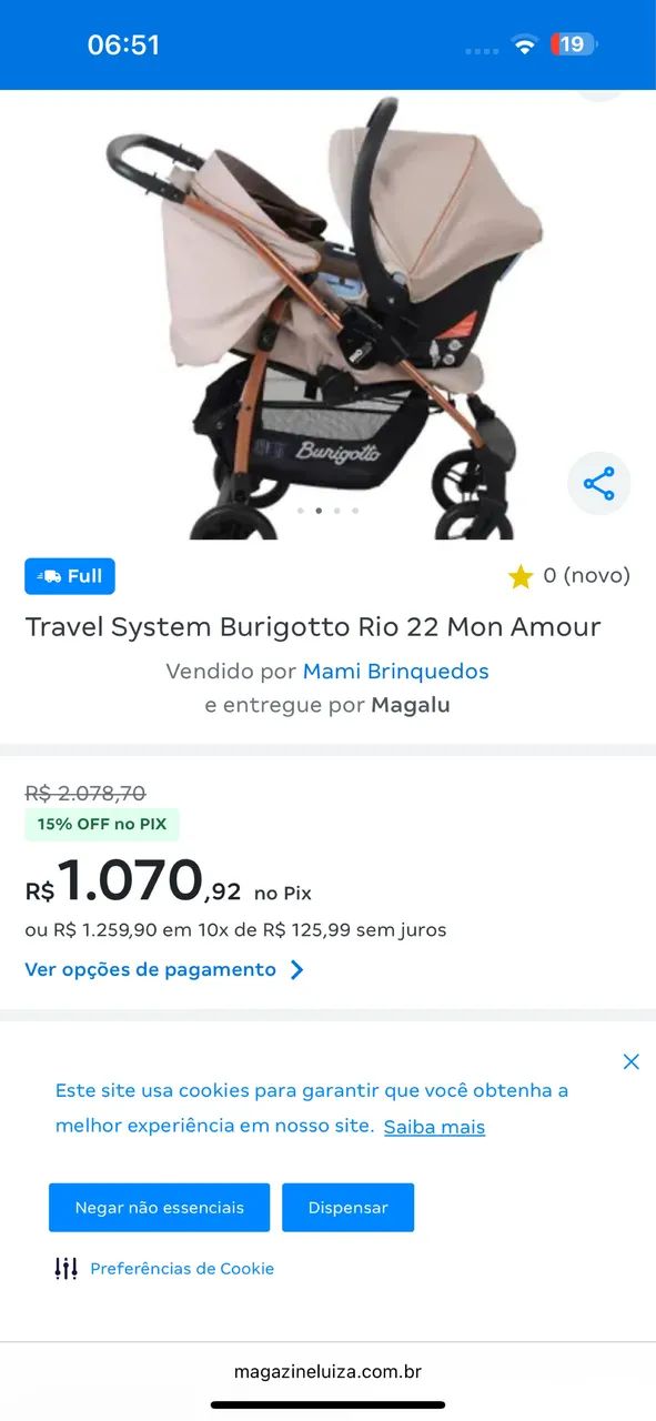 Carrinho de bebe com bebê conforto Burigotto  - Foto 4