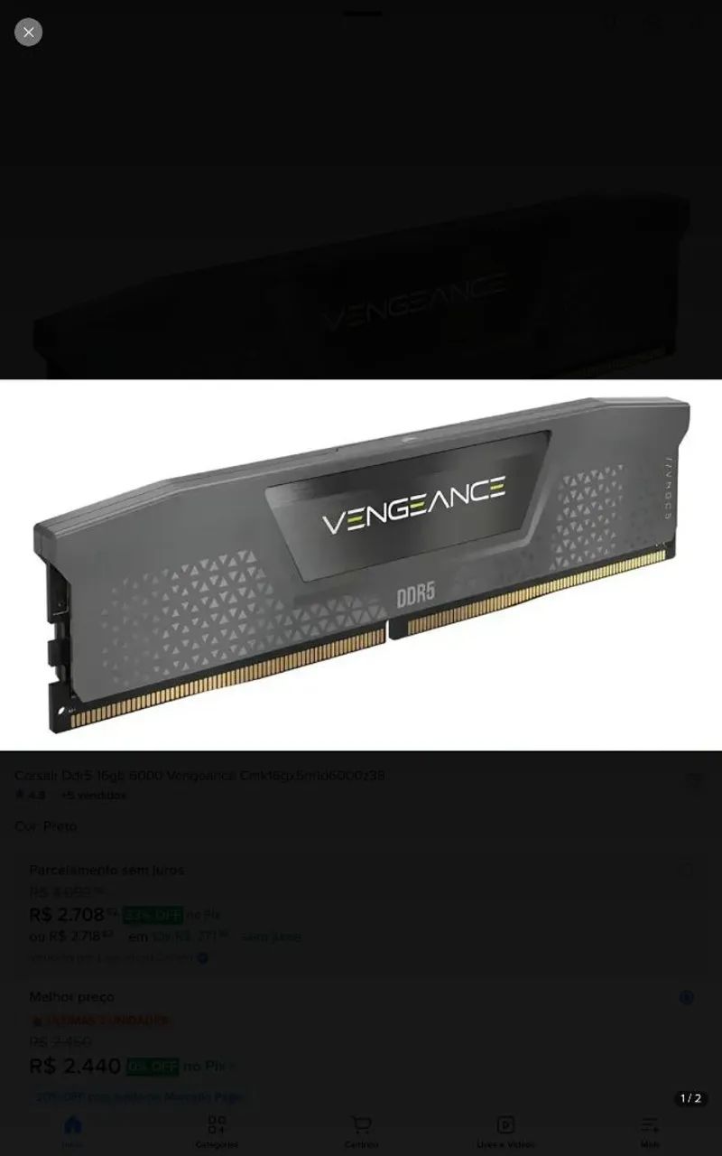 Memória RAM DDR5 6000MHZ 