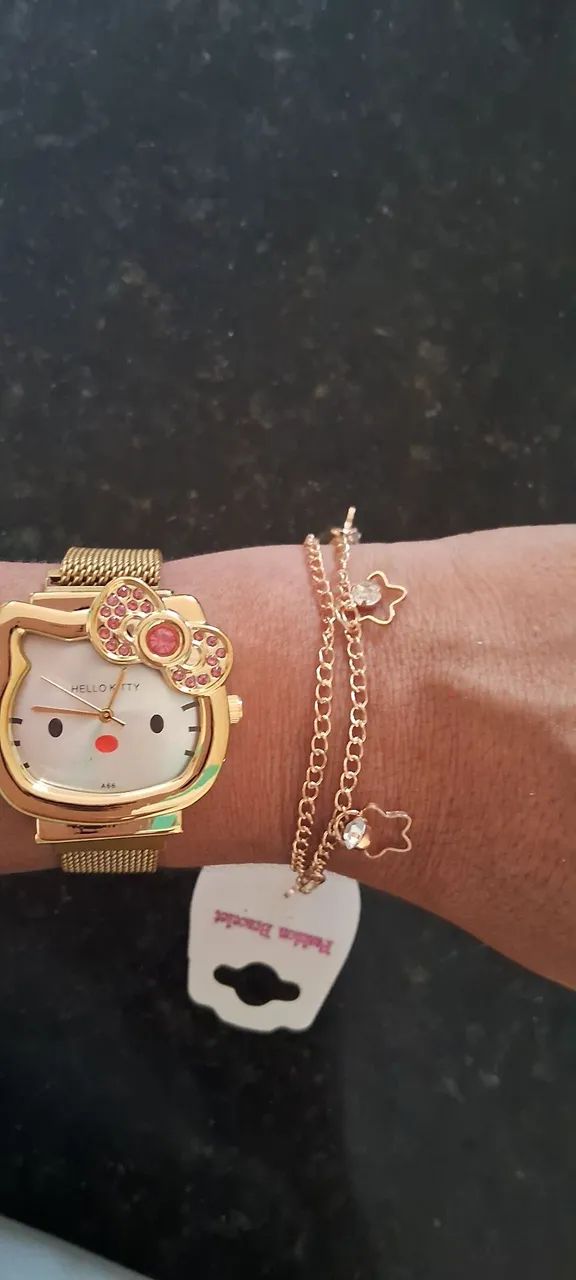 Relógio feminino Hello Kitty com pulseira  - Foto 5