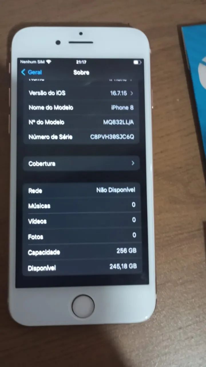 Iphone 8 Gold 256GB BATERIA 100%, brinde Pelicula e Cabo, entrego