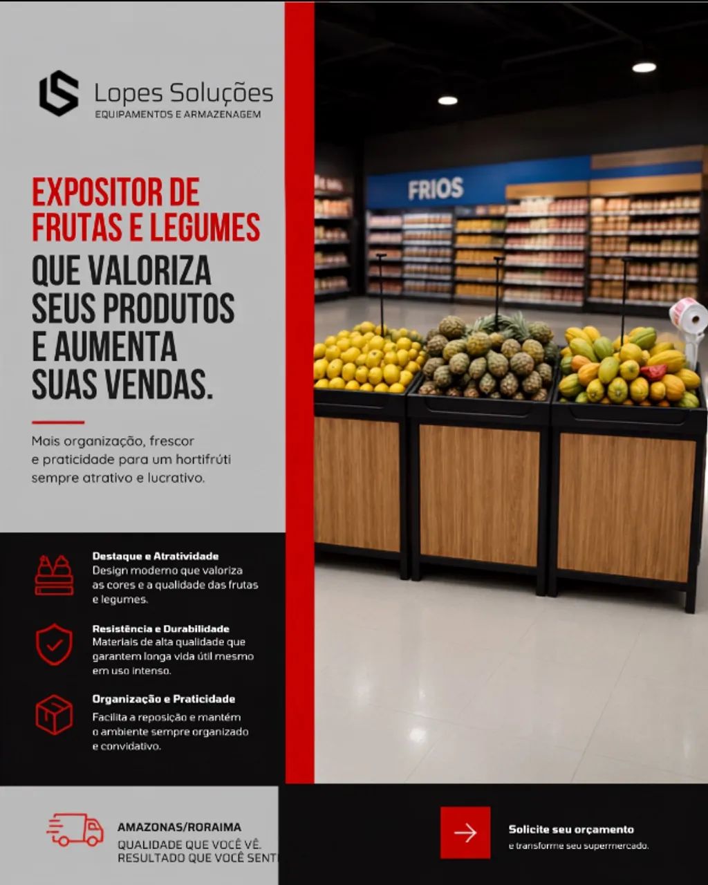 Banca expositor vasca de frutas e verduras Hortifruti 