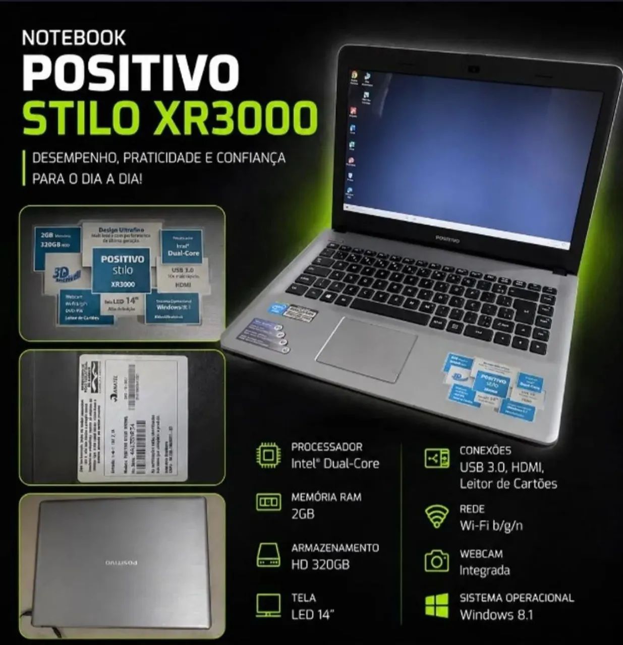 Notebook Positivo Stilo XR3008 dual core 2gb 500gb