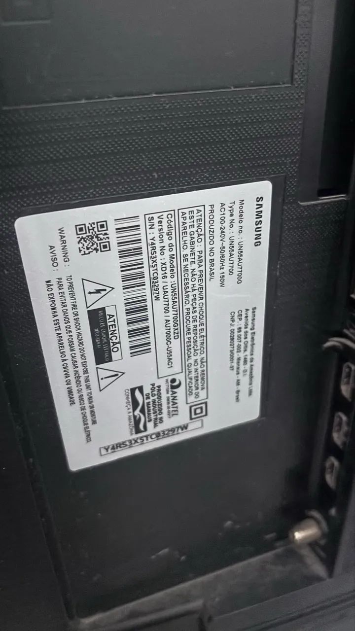 Tv Samsung retirada de peça 