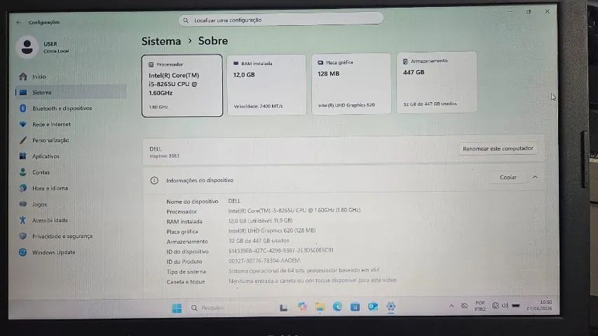 Notebook Dell Inspiron i15 3000 Intel Core i5 8ª geração. - Foto 4