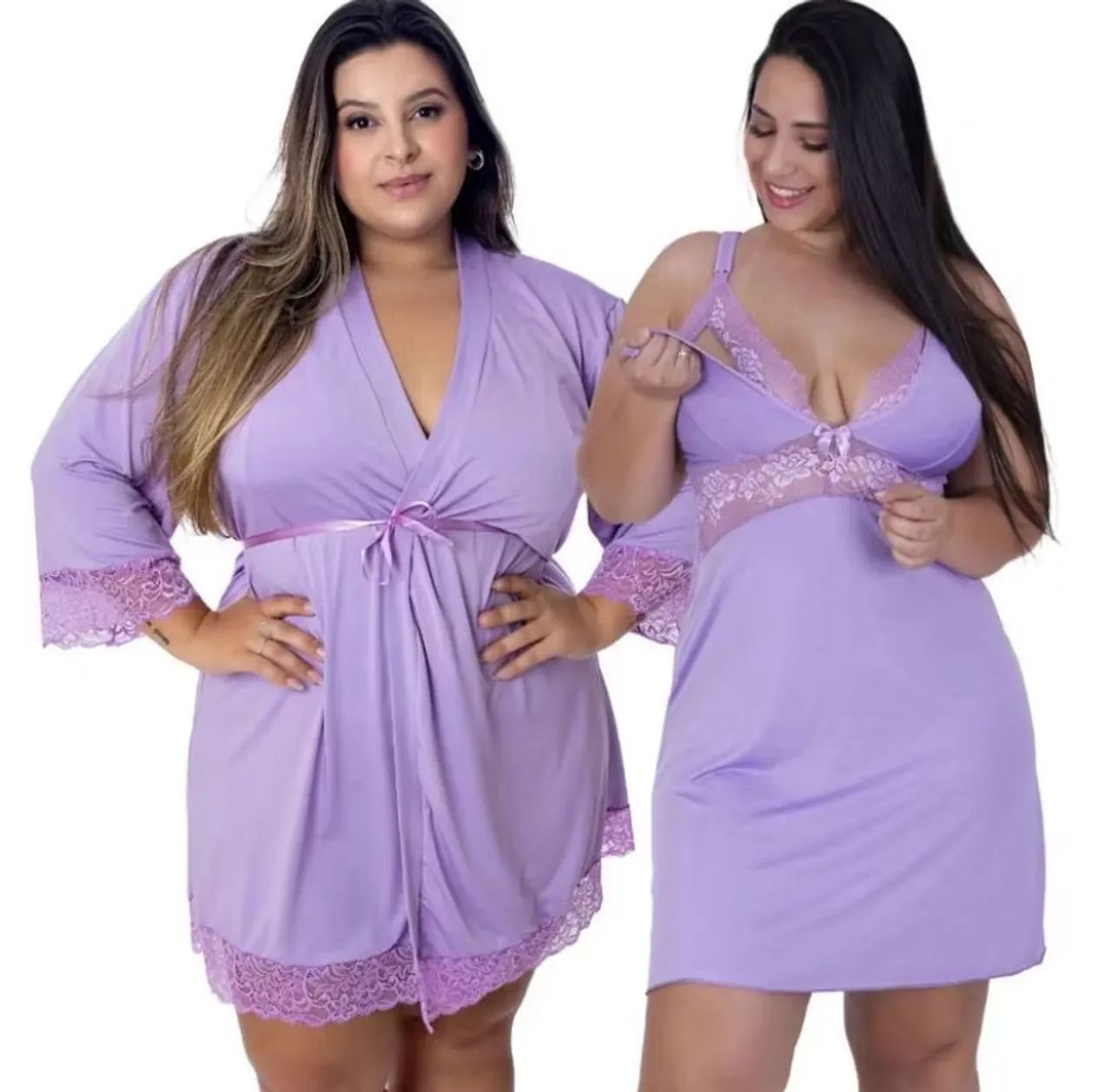 Camisola de amamentação Plus Size + Robe 