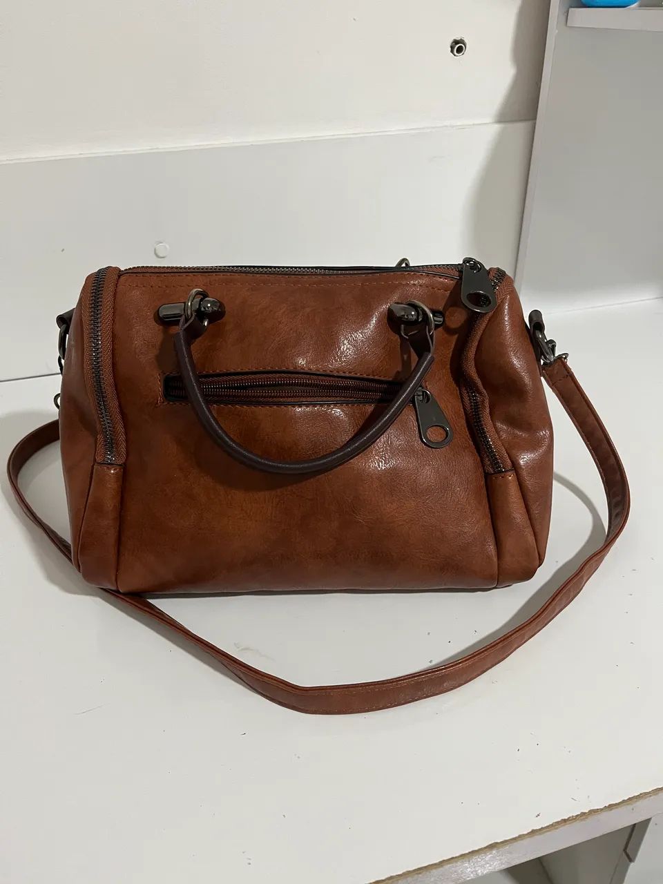 Bolsa Feminina Caramelo Marrom com Alça Transversal - Foto 4