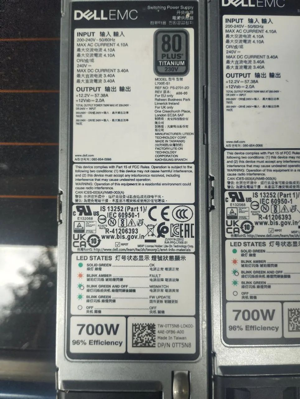 Fonte Dell PowerEdge 700W 80 Plus Titanium D700E-S1 (Nova) - Foto 5