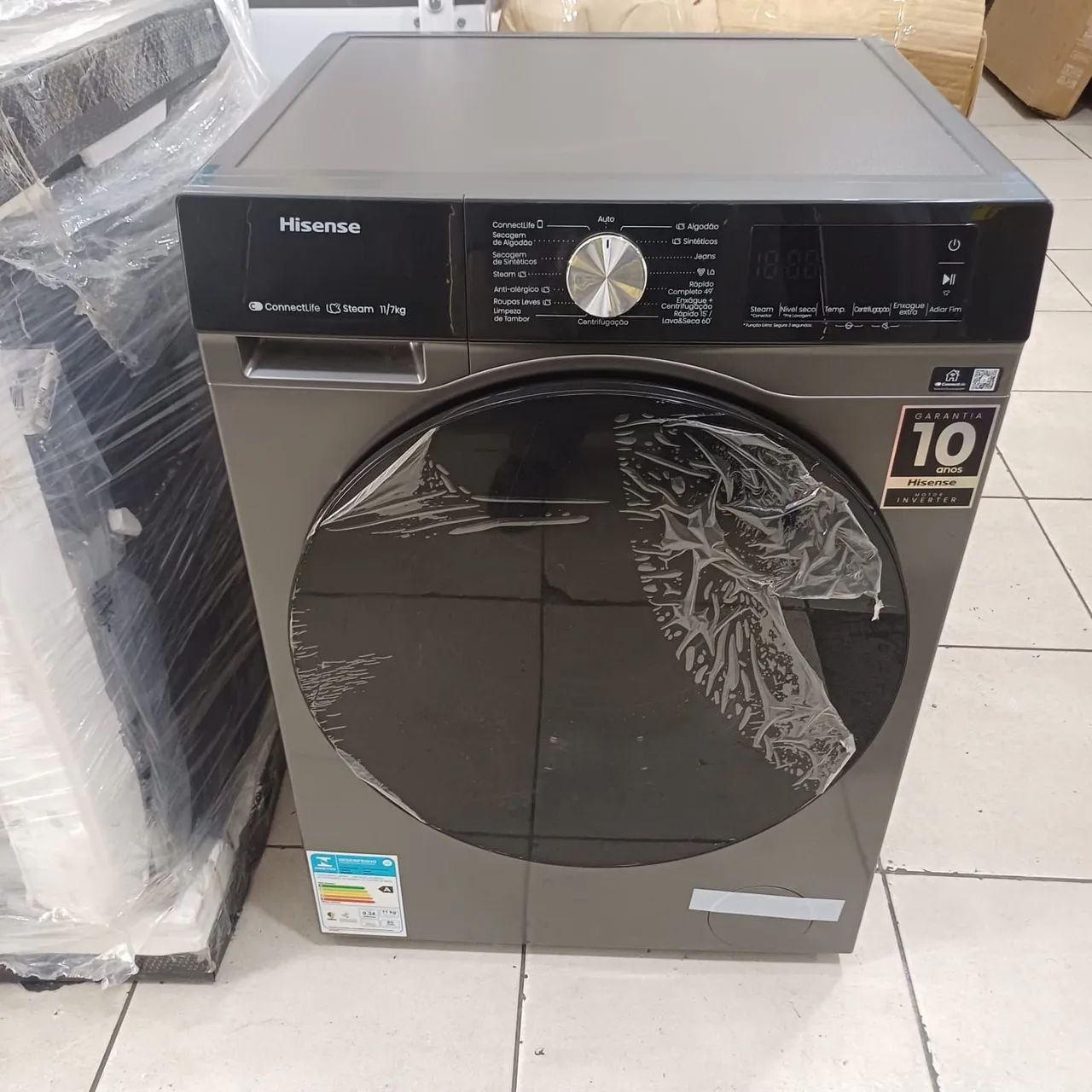 Lava e seca Hisense 11k/7Kg Cinza BARATO