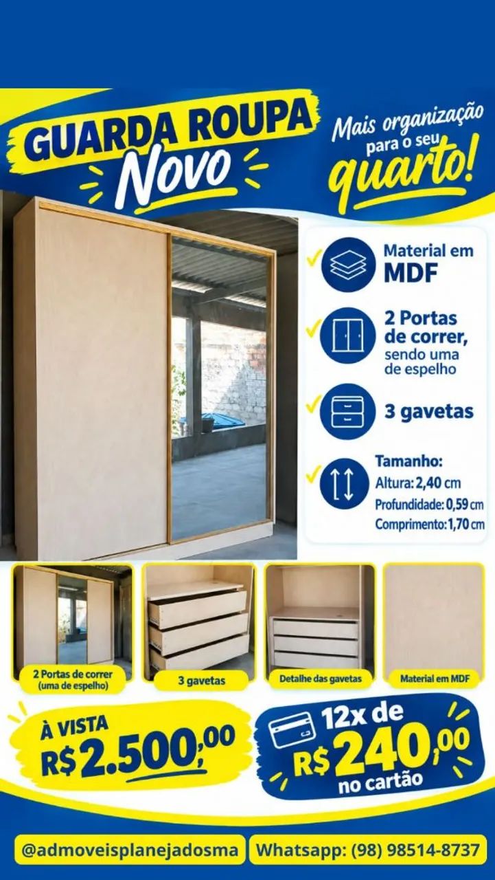 Guarda roupa NOVO em MDF