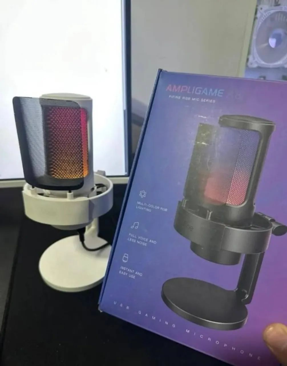 Microfone fifine A8 - Branco + Suporte articulado