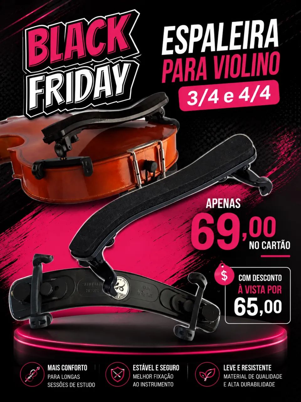Espaleira para violino 3/4 e 4/4
