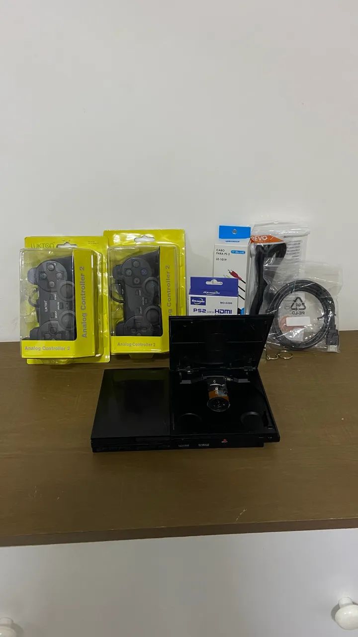 Ps2 seminovo com 2 controles HDMI e 30 jogos 