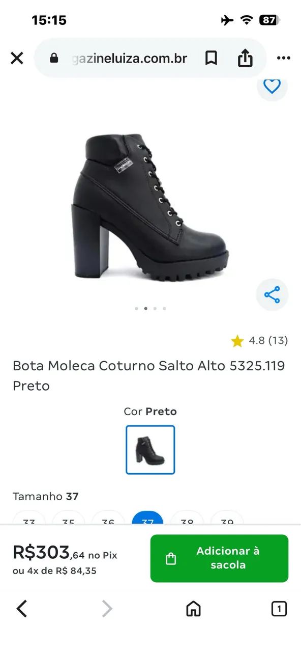 Vendo bota preta da Moleca, modelo de cano curto com salto. - Foto 2