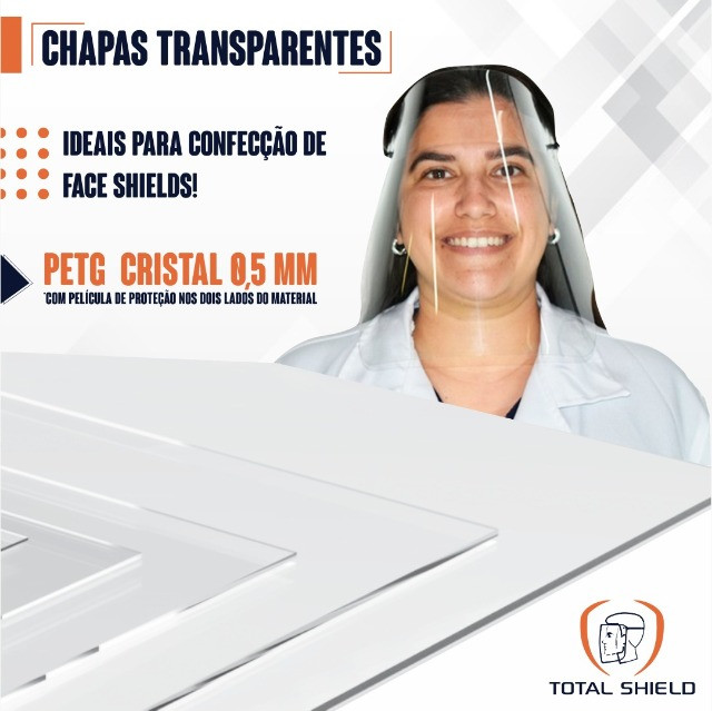 Chapa PETG 0,50mm 2mt X 1mt Transparente Cristal