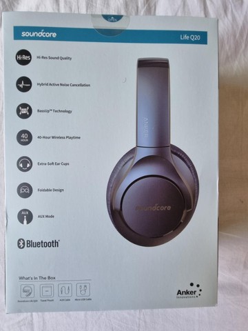 Soundcore por anker life q20 + cancelamento de ruído ativo fones de ouvido,  40h playtime, hi-
