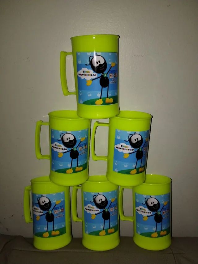 DIA DAS CRIANÇAS Copos personalizados com adesivo de todos os temas 300 ml