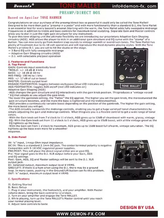 Pedal Pre-Amp/Direct Box Tone Mallet (clone do Rone Hammer) - Novo, Nunca usado - Foto 5