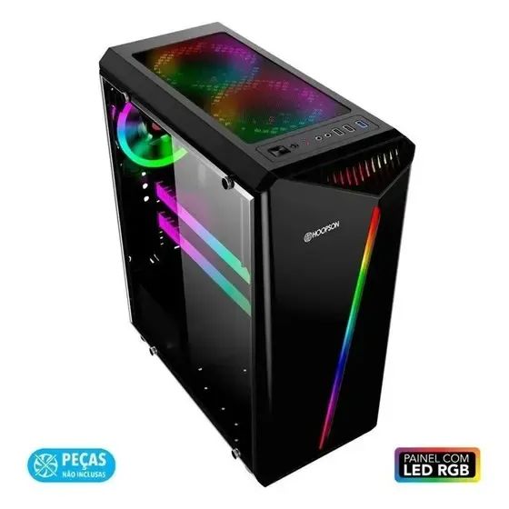 Gabinete Gamer Hoopson CPU018G Led Lateral Vidro Mid Tower - Loja Natan Abreu  - Foto 2