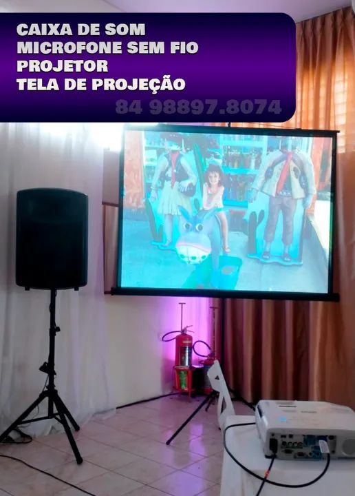 Kit Completo Som Projetor e Telão - Foto 2