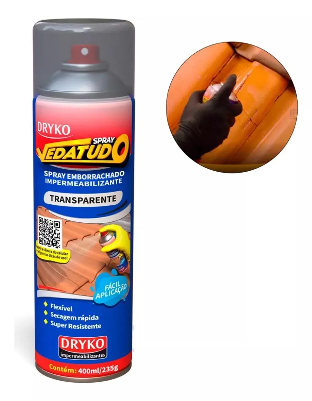 Spray Vedatudo Vazamentos De Agua Reparo Telha Laje Calha Transparente 400ml - Foto 5