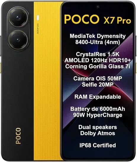 Poco X7 Pro 5G NFC - 8/256GB Amarelo - Celulares e Smartphones