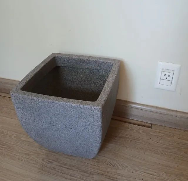 Vaso de Planta Cinza flores Arranjos cachepot Decoração Médio 30 cm Polietileno  - Foto 4