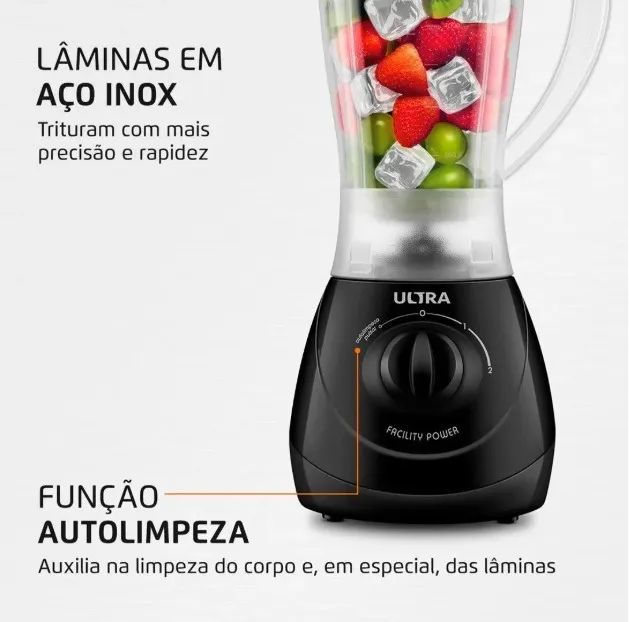 Liquidificador Mondial Ultra Facility Power, 550W, 2 Vel.+ pulsar, Preto -110V (NOVO) - Foto 4