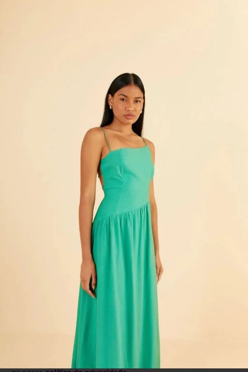 Vestido Farm em Linho Verde - G