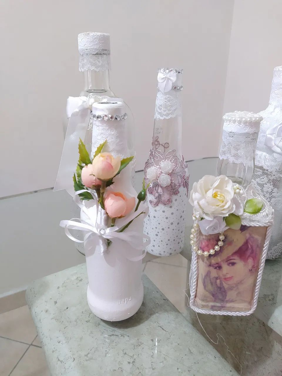 6 Garrafas Decoradas para Casamento + um champagne decorado  - Foto 4