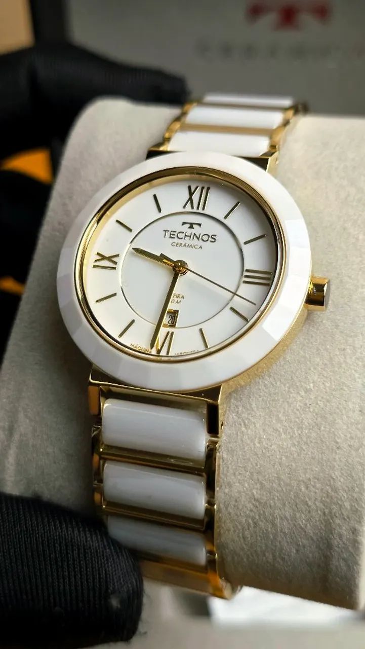 Relógio Technos Cerâmica 34mm branco 