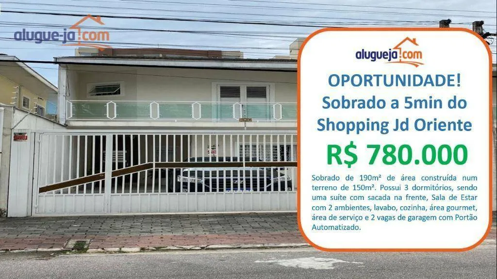 Sobrado à venda no Jardim América - São José dos Campos/SP com 190 m²